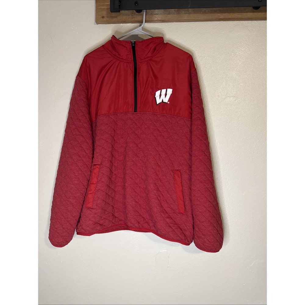 Wisconsin Badgers Carl Banks Quilted 1/4 Zip‎ Pullover Sweatshirt Men's XXL